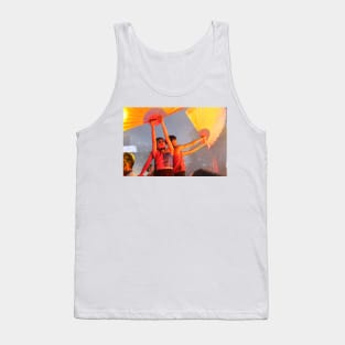 Dance performer raising arms with paper fans Tank Top